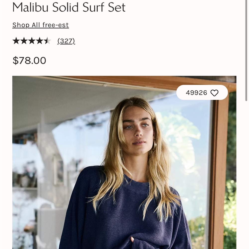 Free people beach Malibu solid surf set